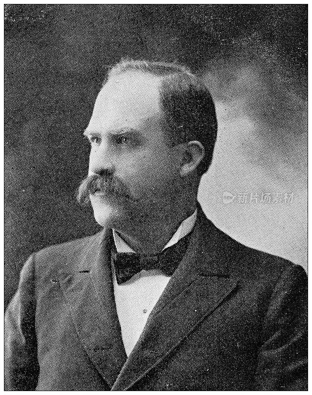 1898年，来自堪萨斯州劳伦斯的古董照片:E F考德威尔，邮政局长